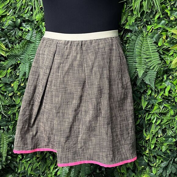 HACHE Skirt Women Italy 46 US Large A Line Pleated Stretch Waist Pink Hem 2385 - Picture 7 of 12